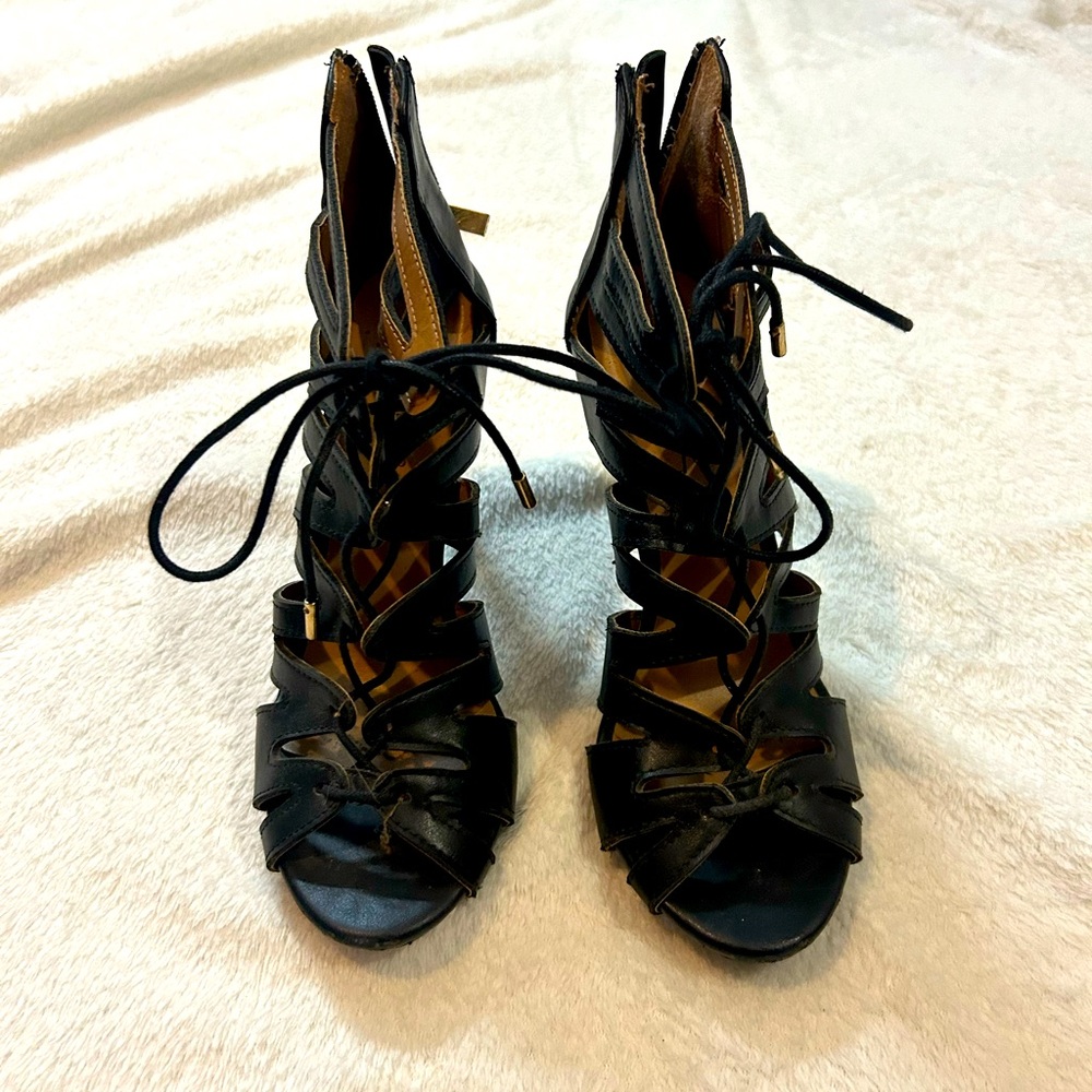 Black lace up heels.